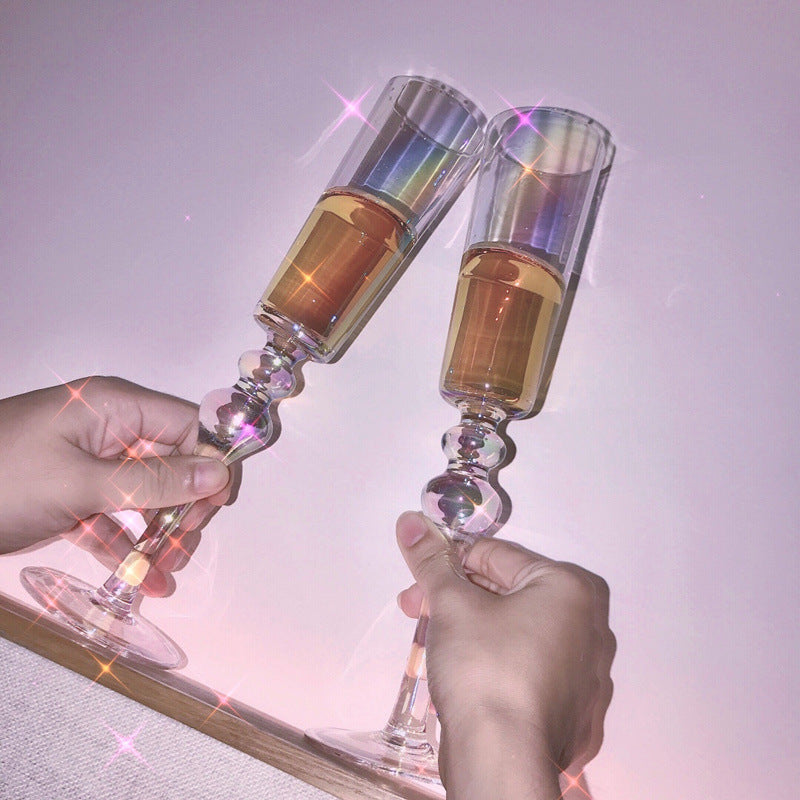 Streamer Rainbow Champagne Glass Crystal Glass