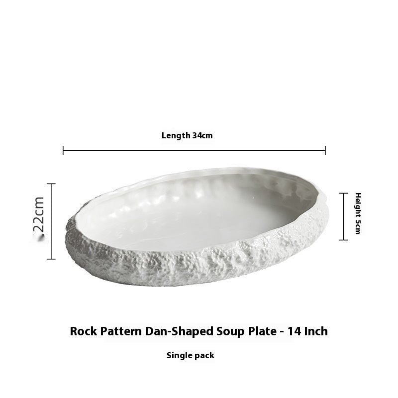 Rock Pattern Ceramic Deep Fish Steaming Plate Ceramic