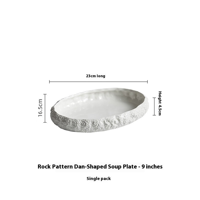 Rock Pattern Ceramic Deep Fish Steaming Plate Ceramic
