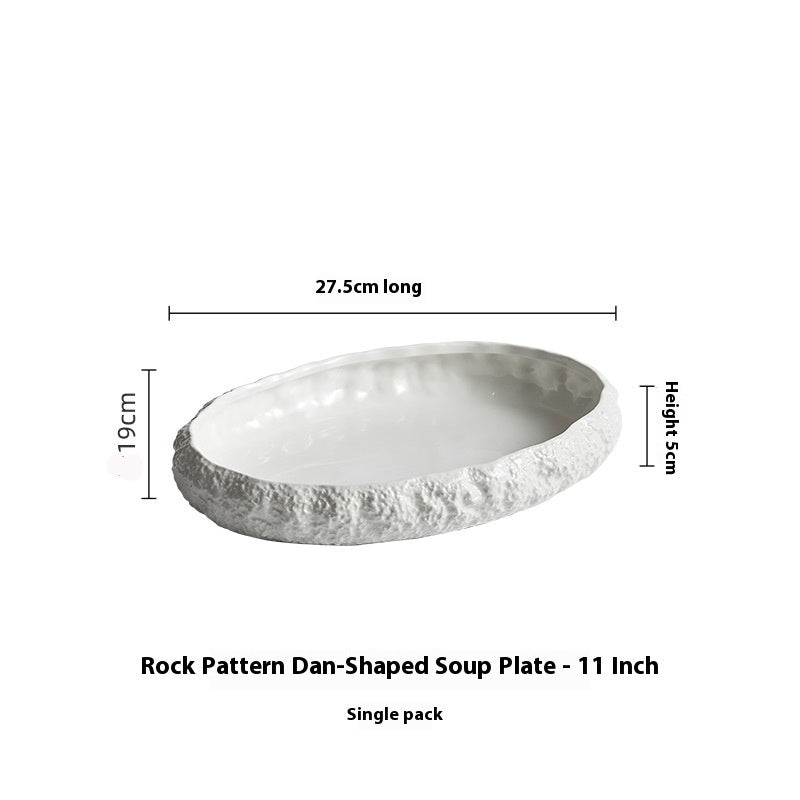 Rock Pattern Ceramic Deep Fish Steaming Plate Ceramic