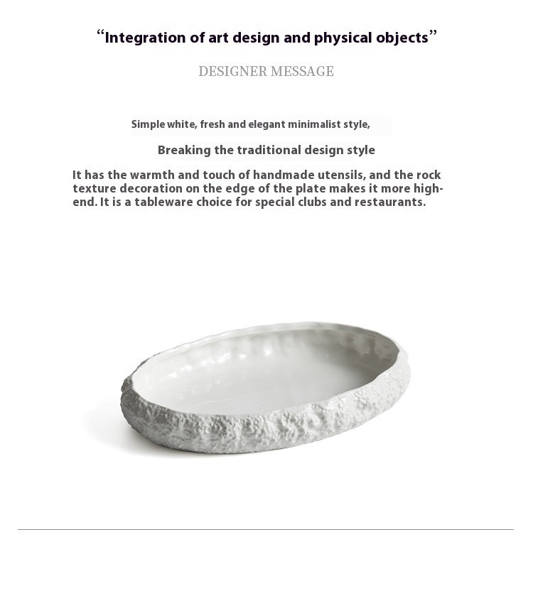 Rock Pattern Ceramic Deep Fish Steaming Plate Ceramic