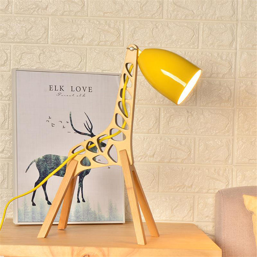 Giraffe Wooden Children's Room Desk Lamp