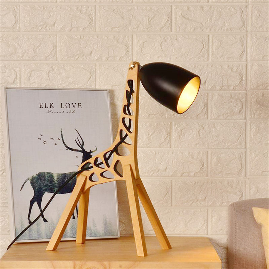 Giraffe Wooden Children's Room Desk Lamp